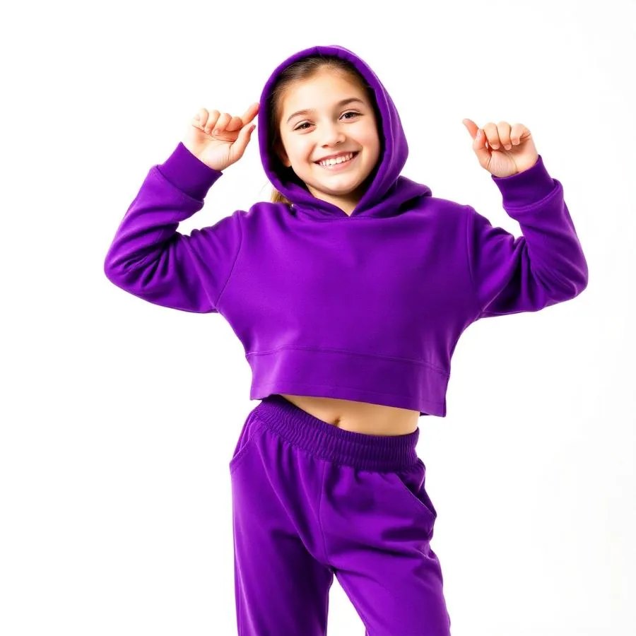 Comfortable streetwear clothes for girls purple cropped hoodie set